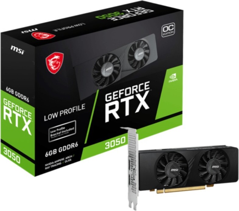 MSI GEFORCE RTX 3050 LP 6G OC, GeForce RTX 3050, 6 GB, GDDR6, 96 Bit, 7680 x 4320 Pixel, PCI Express x8 4.0