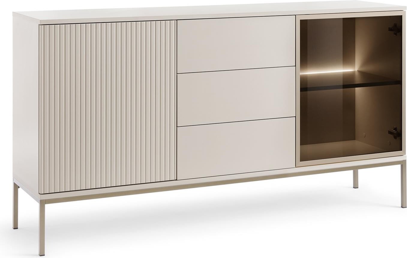 BETTSO Breite Kommode 154 SENTINO mit LED-Beleuchtung Kaschmir