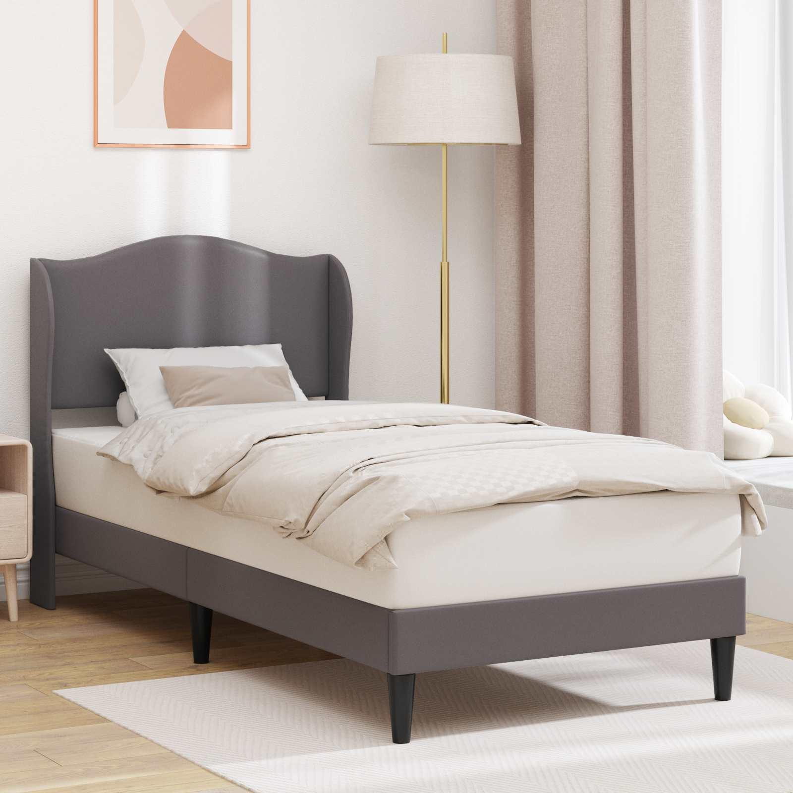 vidaXL Möbel Bettrahmen mit Kopfteil Grau 100 x 200 cm KunstlederKlassische Betten - Klassische Betten c6908 LL0000496517-VDLL-NEW26522