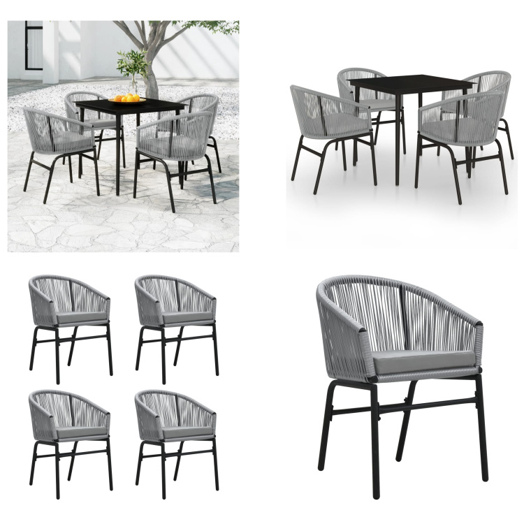 vidaXL 5-dielny záhradný jedálenský set sivý - Záhradný jedálenský set - Záhradné jedálenské sety - Jedálenský set - Jedálenský set na terasu