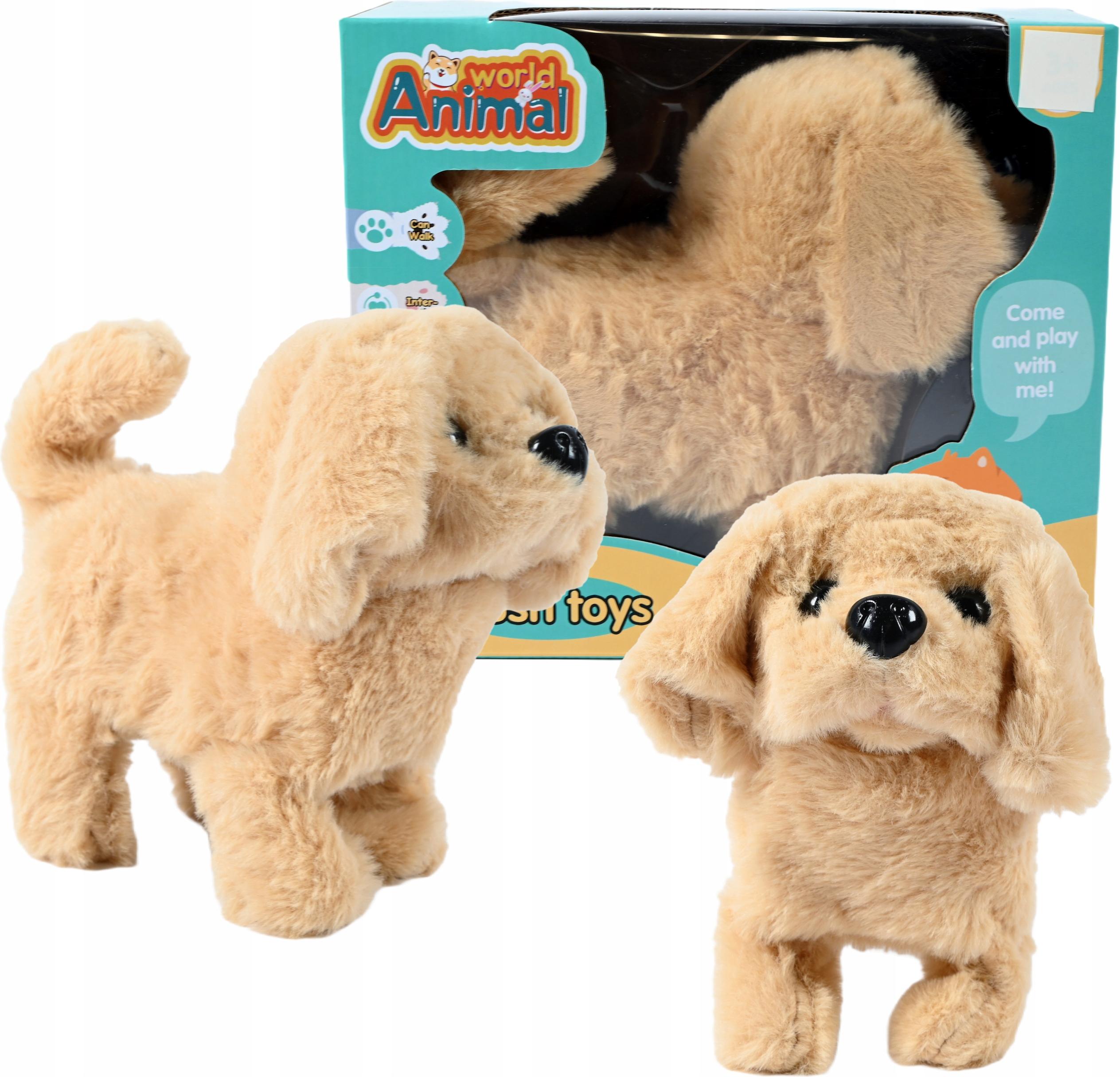 Midex Interaktiver Hund Braun Plüschtier - Läuft, Bellt & Wedelt - Spielzeug für Kinder