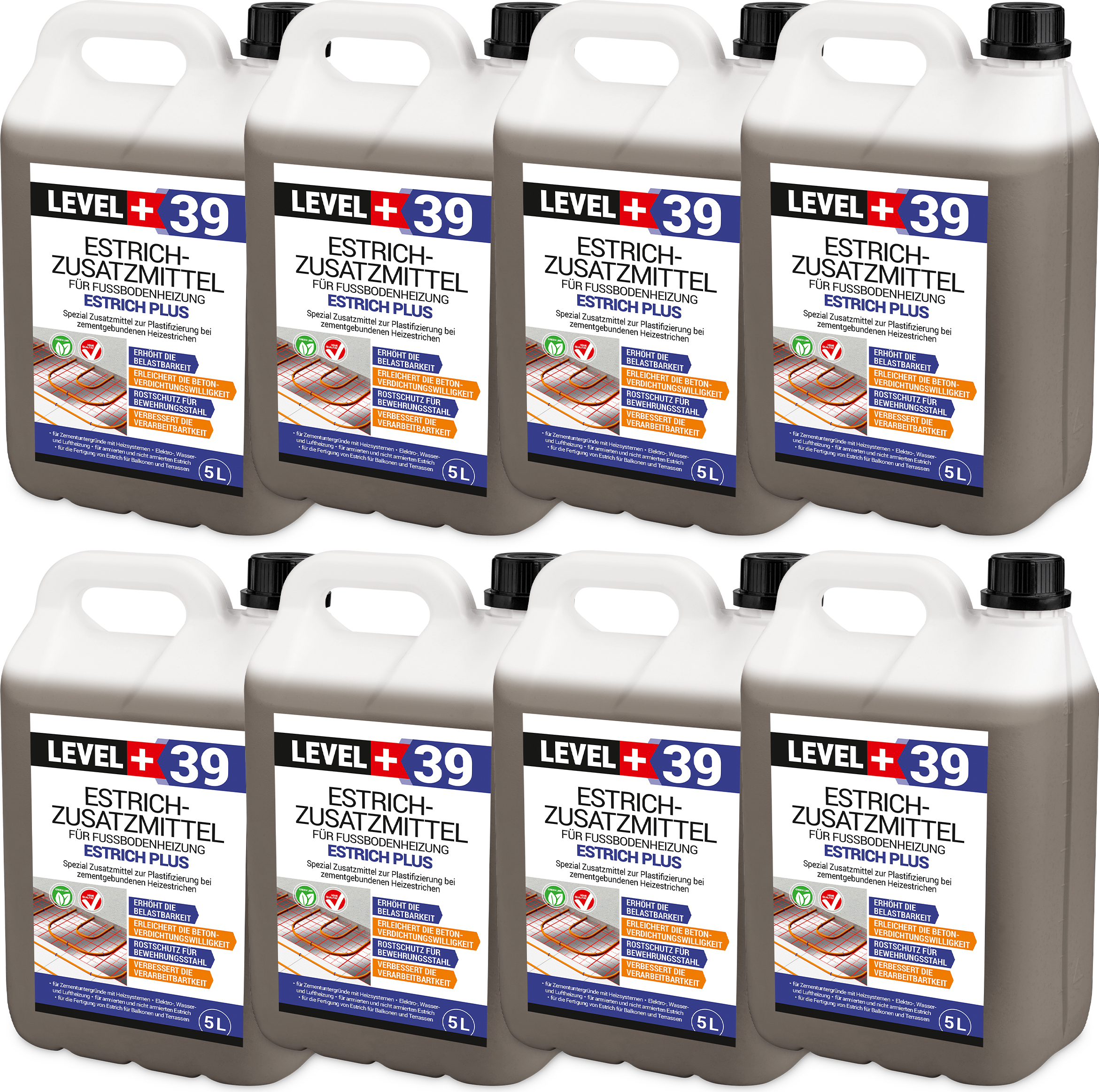 Hangato GmbH Estrichzusatzmittel 40L Fussbodenheizung Heizestrich - Zementestrich Profi L+39 RM39_40