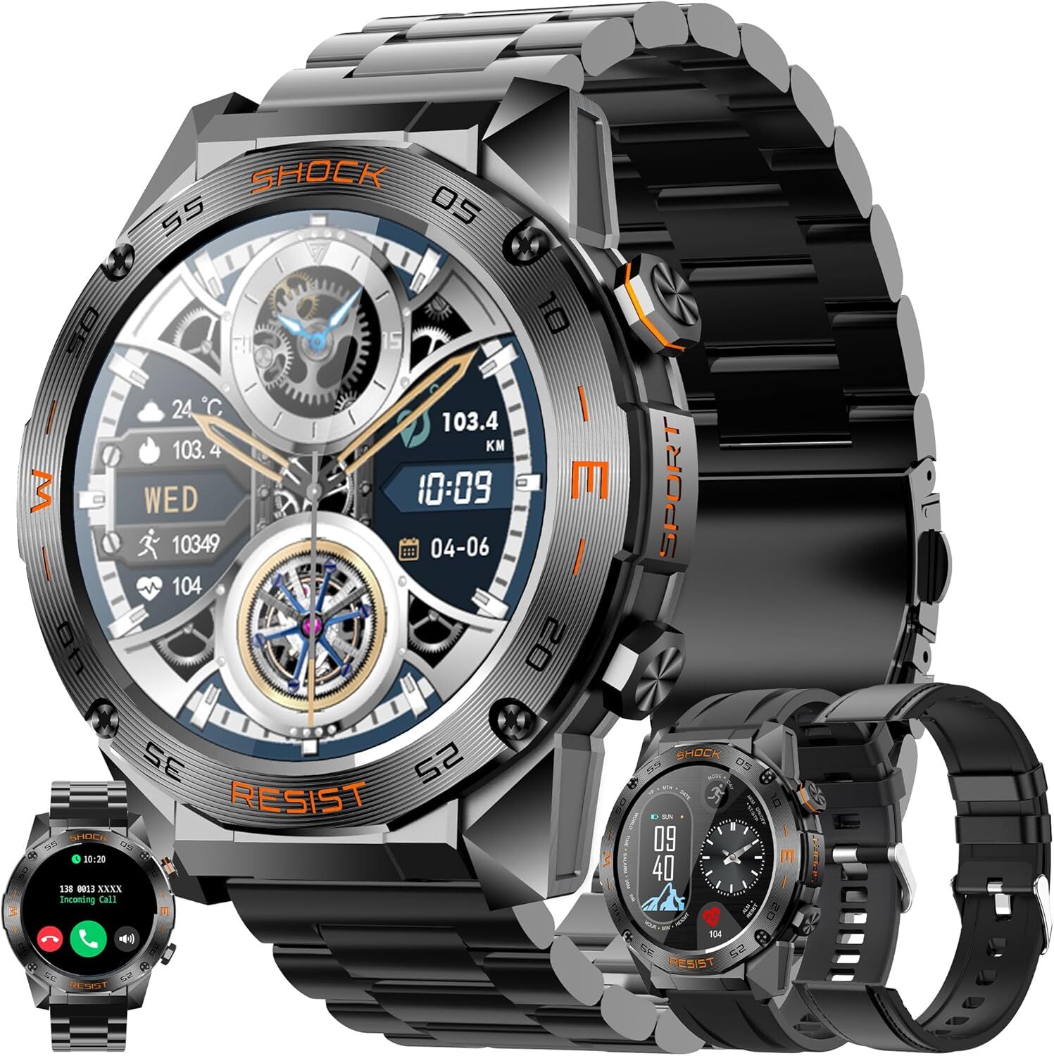 ZPIMY Herren-Smartwatch mit Telefonfunktion 5ATM wasserdichte Fitness Schrittzähler, Herzfrequenz, SpO2, Schlafmonitor, Sport, Aktivitätstracker