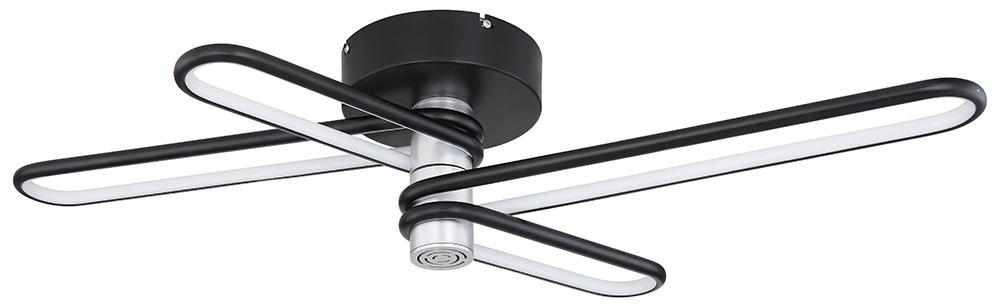 etc-shop LED Deckenleuchte, Metall, schwarz, Lautsprecher, L 91,5 cm 106273