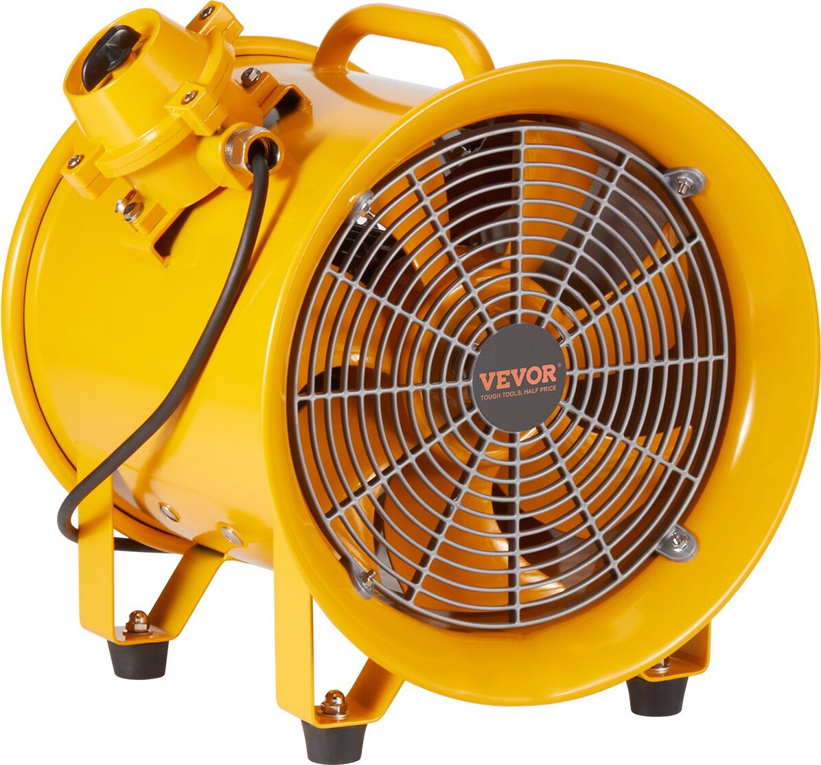 Stavebný ventilátor Striedavý motor 500 W Stavebný ventilátor 2850 ot/min Stavebný ventilátor Dúchadlo 1179 l/s (2500 CFM) Axiálny ventilátor 3 m napájací kábel Axiálny ventilátor Hlučnosť 75 dB Priemyselný ventilátor IP44