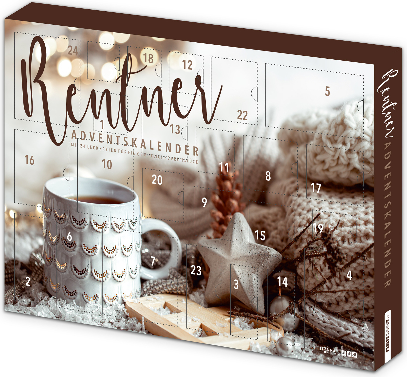 itenga Adventskalender Rentner mit Frühstücksartikeln - Motiv TeeTasse