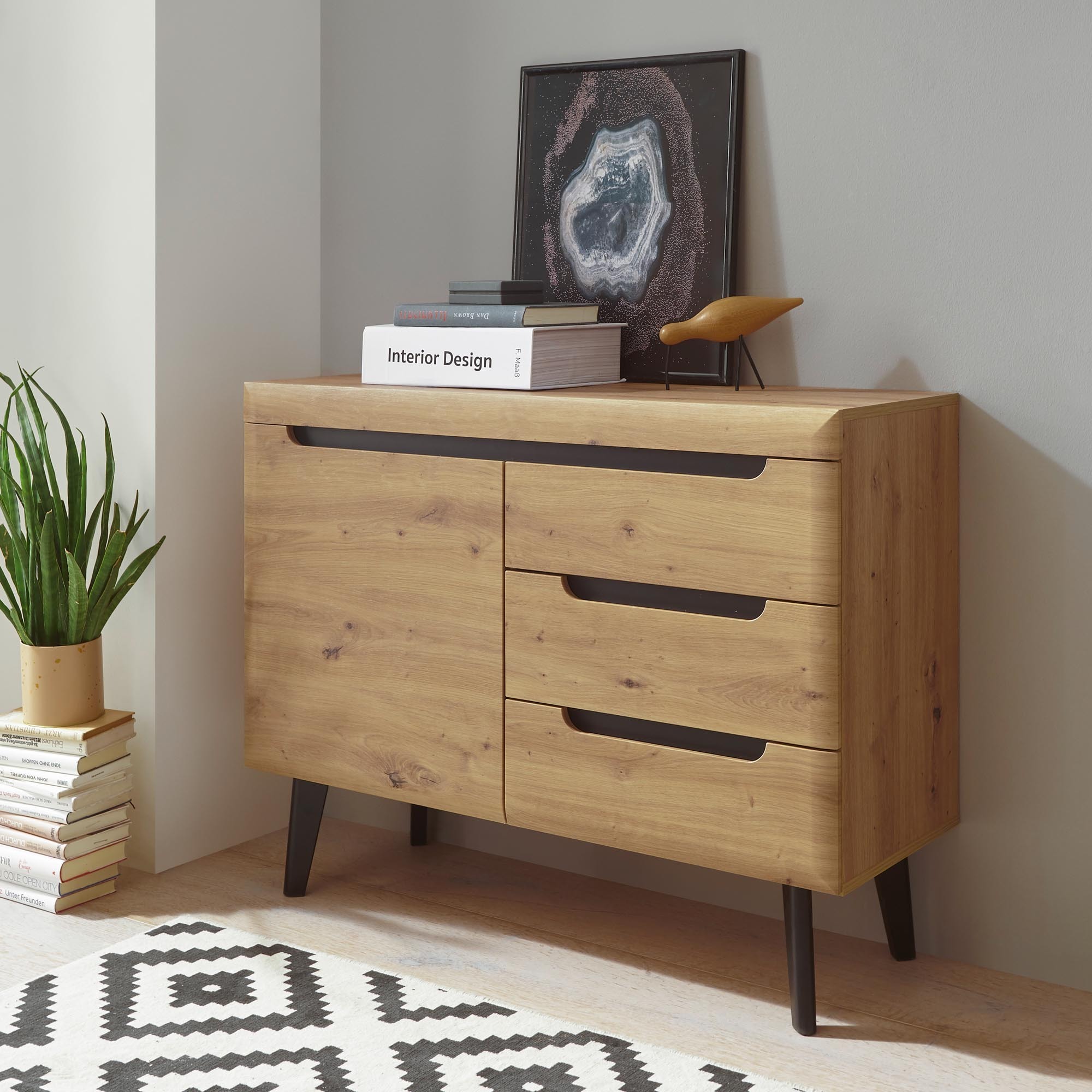 Sideboard Torge - Eiche Artisan / Schwarz