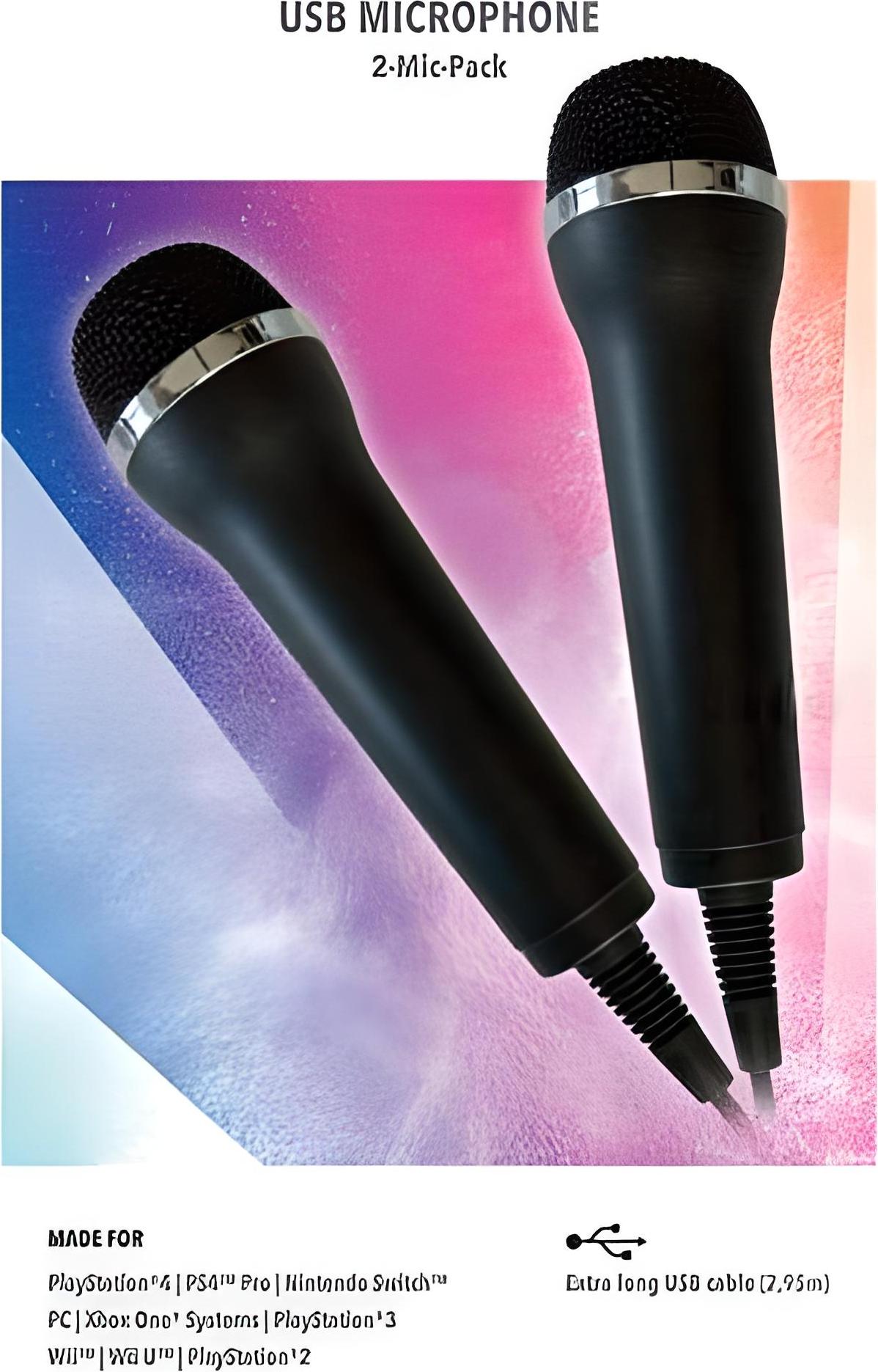 PLAION Multi USB Mikrofon (2x) für Karaoke Lets Sing Voice of Germany für PS2 PS3 PS4 PS5 Switch Xboxone 1034226