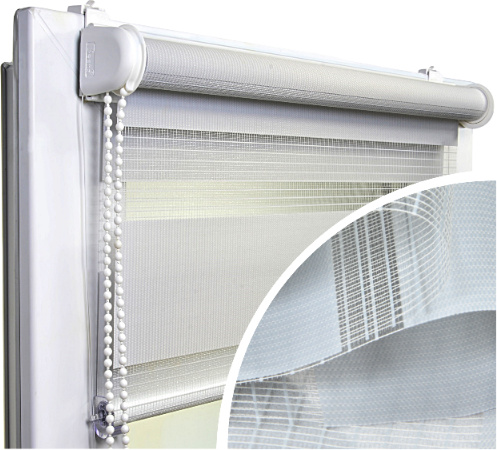 Voppi Doppelrollo ohne Bohren 47x230 cm Stahlgrau, Tag und Nacht Rollo, Fensterrollo, Innenrollo für Fenster, leichte nicht invasive Montage