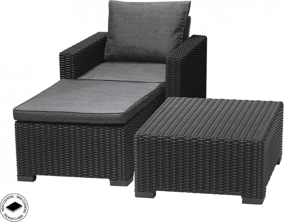 Keter Záhradný nábytok Keter set stôl + kreslo + otoman California graphite KT-610226