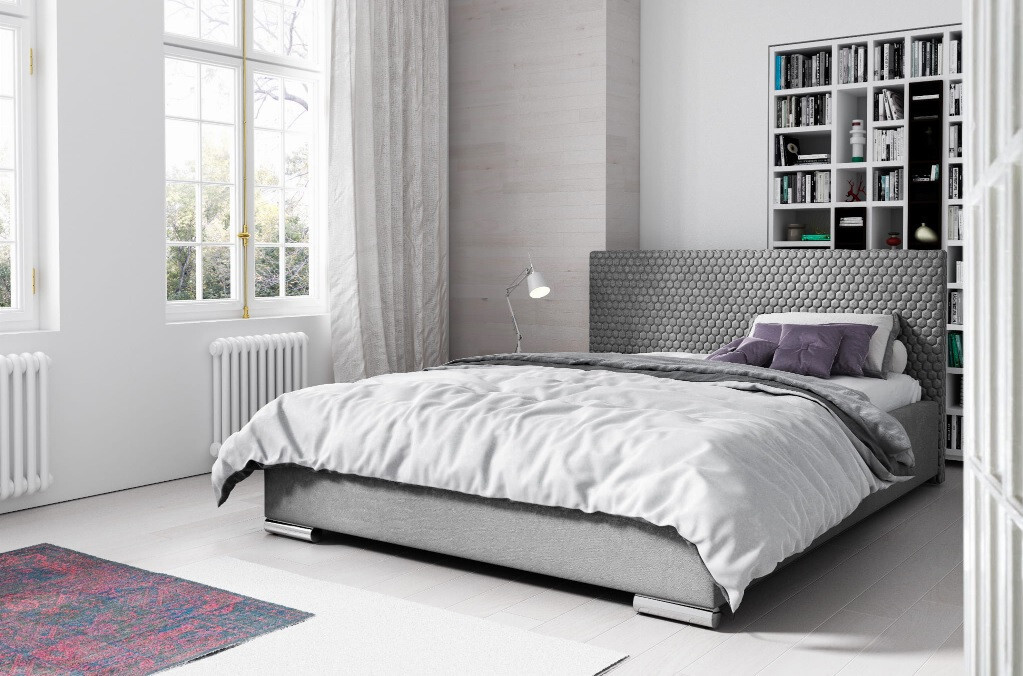 Elegantná čalúnená posteľ Champ 140x200, šedá