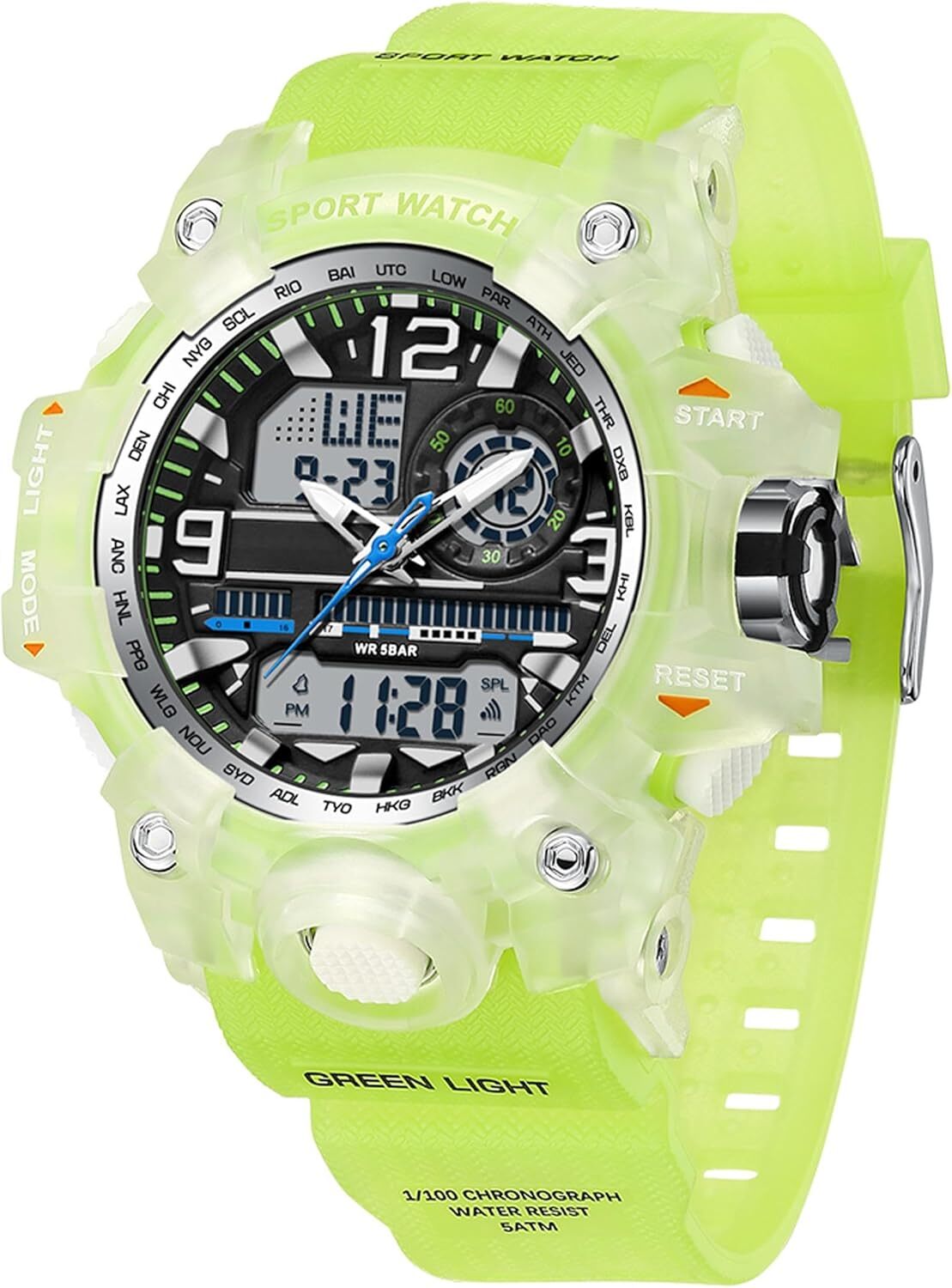 findtime Armbanduhr Damen Digital Sportuhr für Teenager Mädchen, Weiß Digitaluhr Analog Display Militär Wasserdicht Uhren Wasserbeständig bis 5 ATM