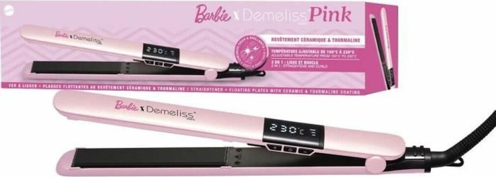 Glätteisen - DEMELISS - Barbie Edition - Temperatur von 150 bis 230 °C - Dünne Platten 25 x 120 mm - Rosa