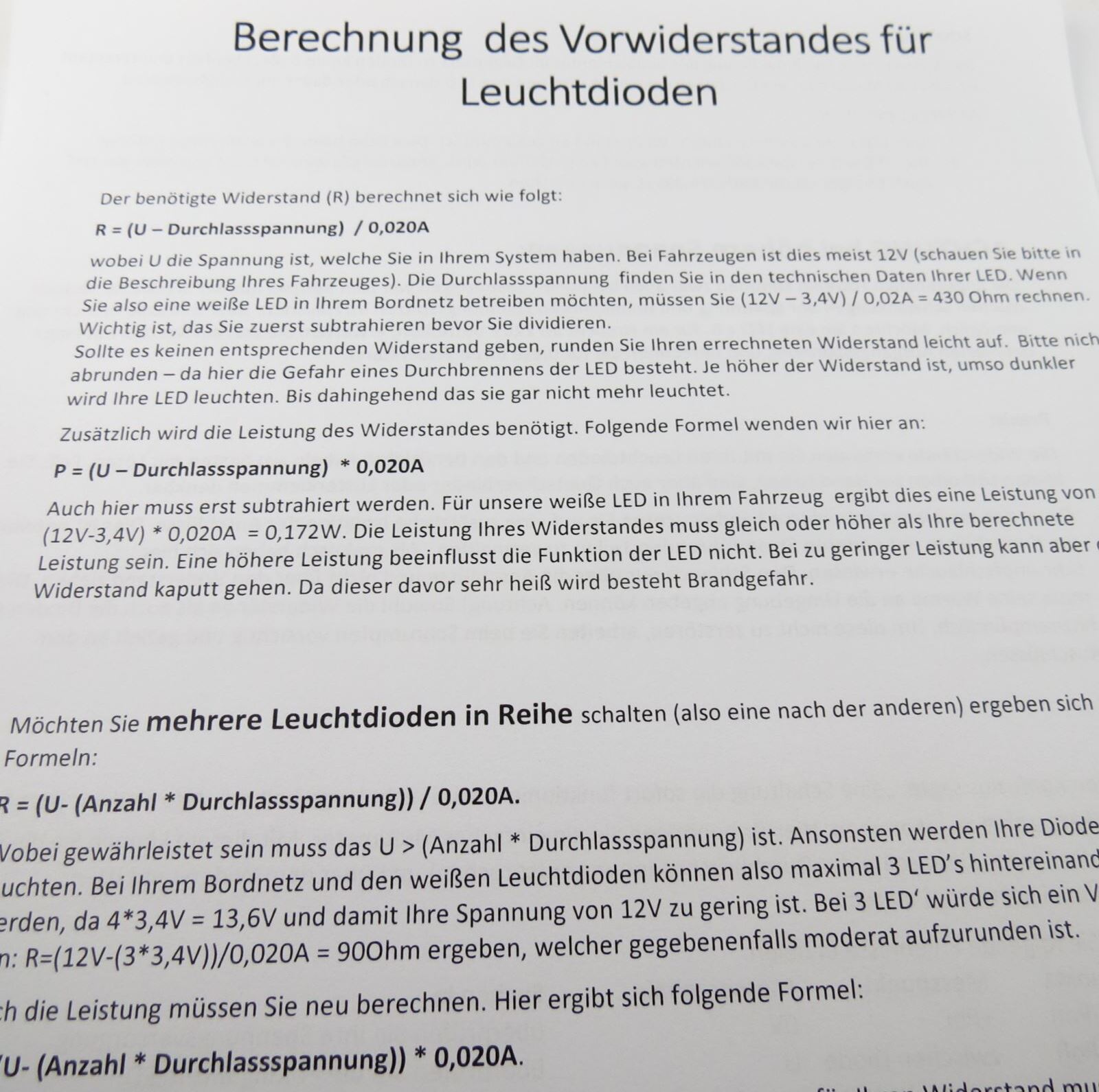 TNE 1x Anweisung zum Berechnen von Vorwiderständen 6026