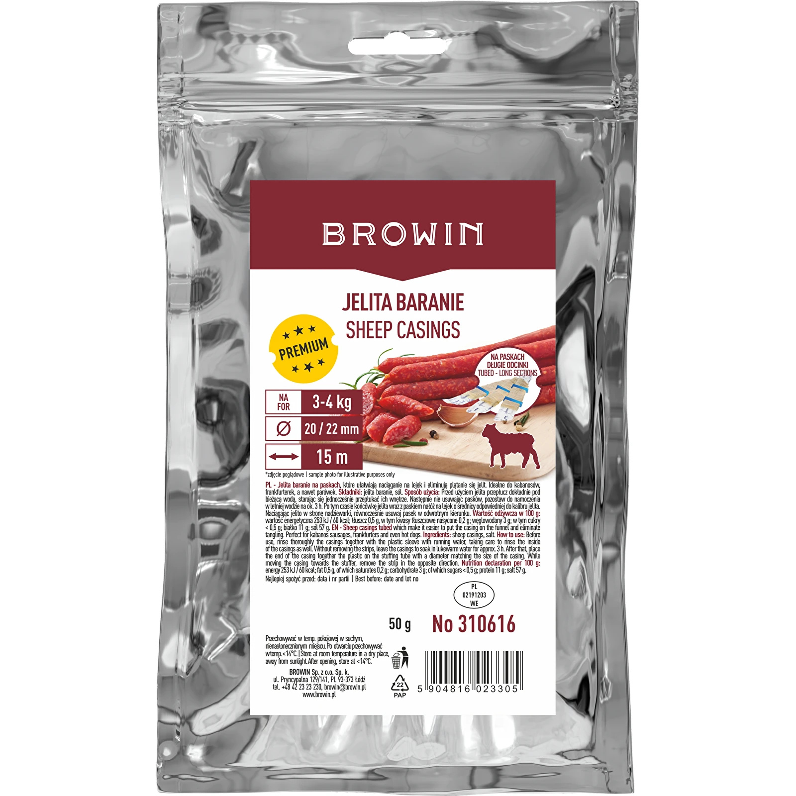 lilawelt24 Schafsdärme Naturdarm vom Schaf Wurst machen hausgemachte Würstchen für Bratwurst, Roster, Bockwurst, Frischbrater, Knacker, BBQ Bratwurstdarm 310616