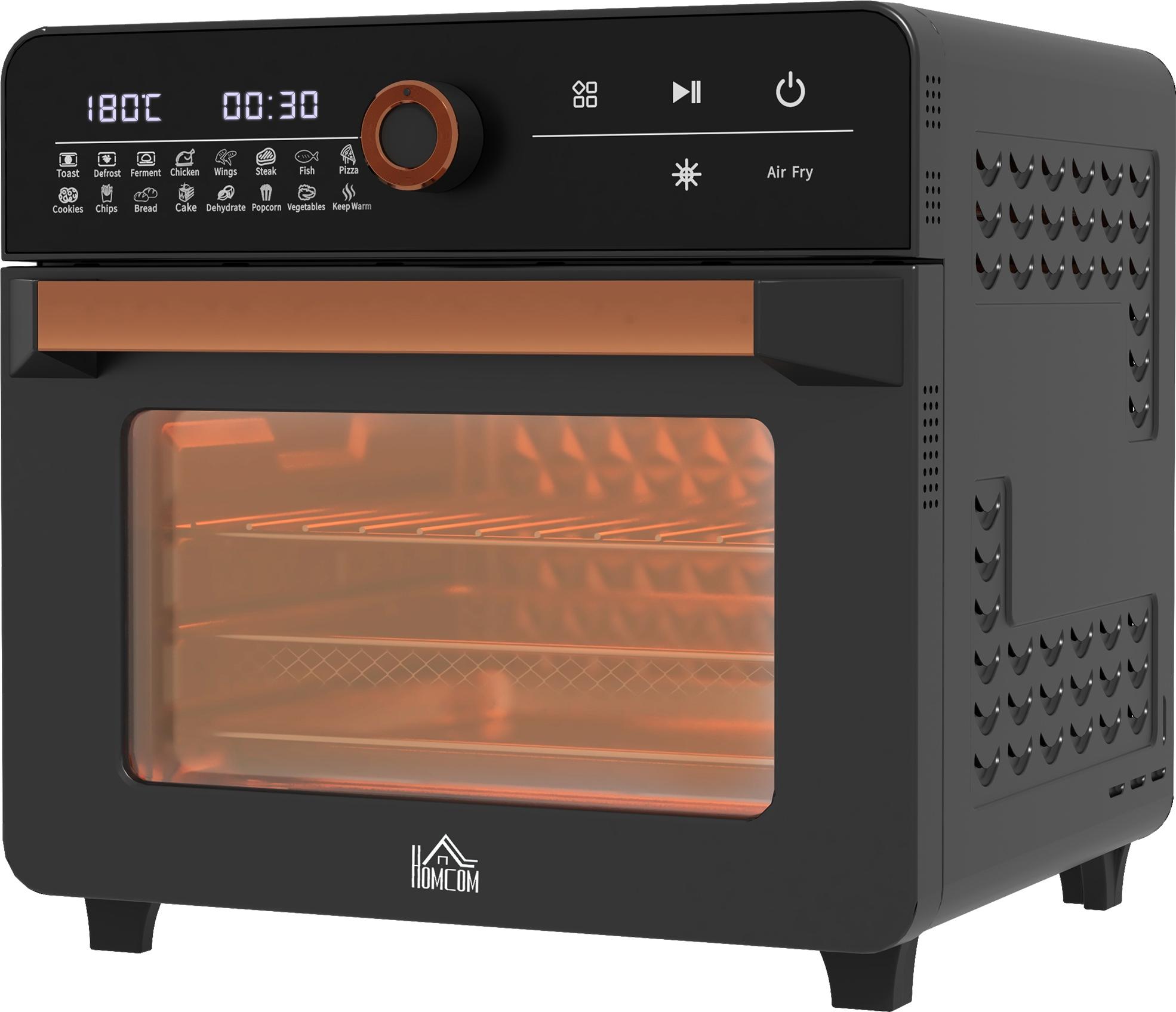 Minibackofen, 20 L, Mini-Ofen, 40-220°C, 17 Modi, Timer, 36 x 37 x 34,5 cm, Schwarz