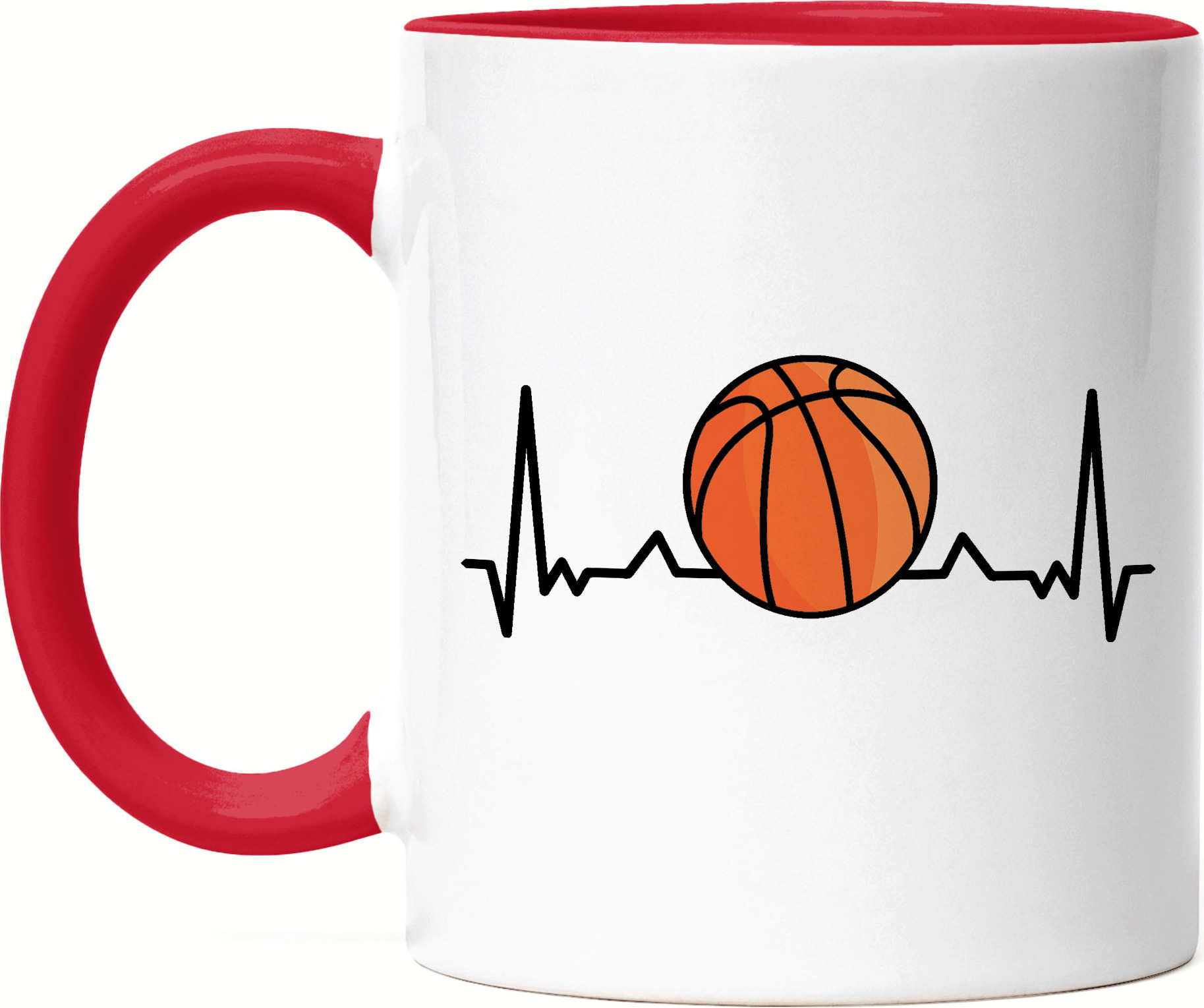 Hey!Print Basketball Tasse Rot Leben Mannschaft Spieler Teamsport Korb Basket Ballsport Jersey Team Herzschlag Herz HP-1796-T-Rot