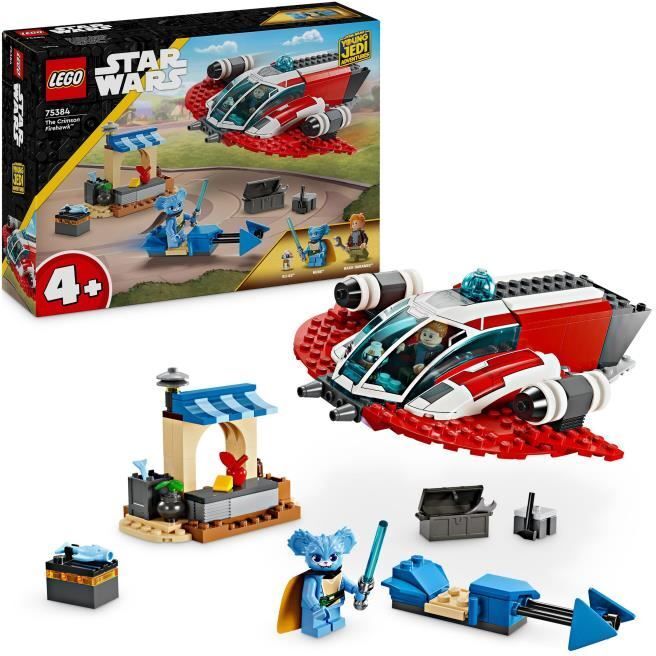 LEGO 75384 Star Wars Le Crimson Firehawk, stavebnice s motorkou a minifigúrkami, Les Aventures des petits Jedi