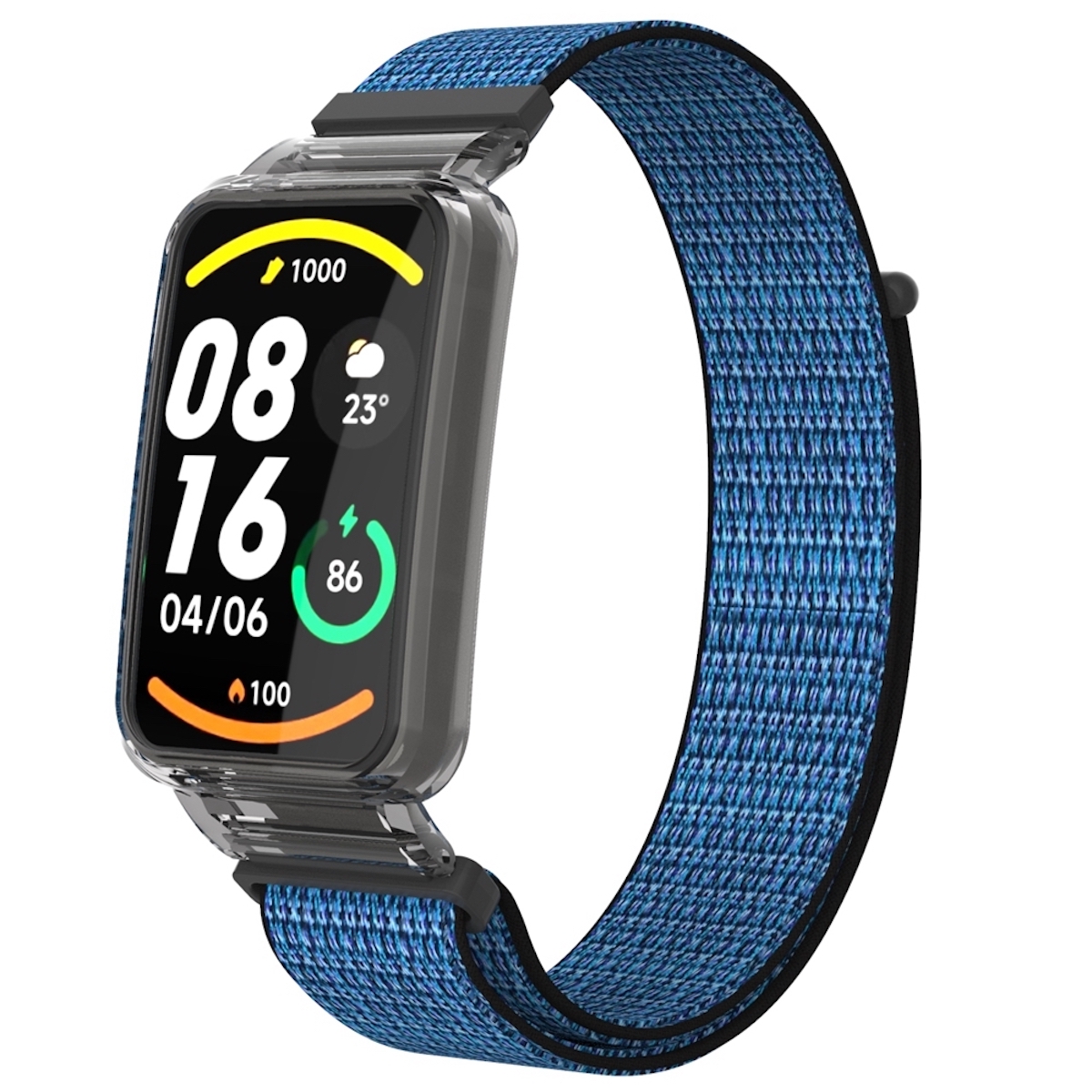 Pre Xiaomi Mi Band 7 Pro 2 v 1 hodinkový remienok s nylonovou tkaninou a integrovaným ochranným krytom Náhradné inteligentné hodinky Grape Purple
