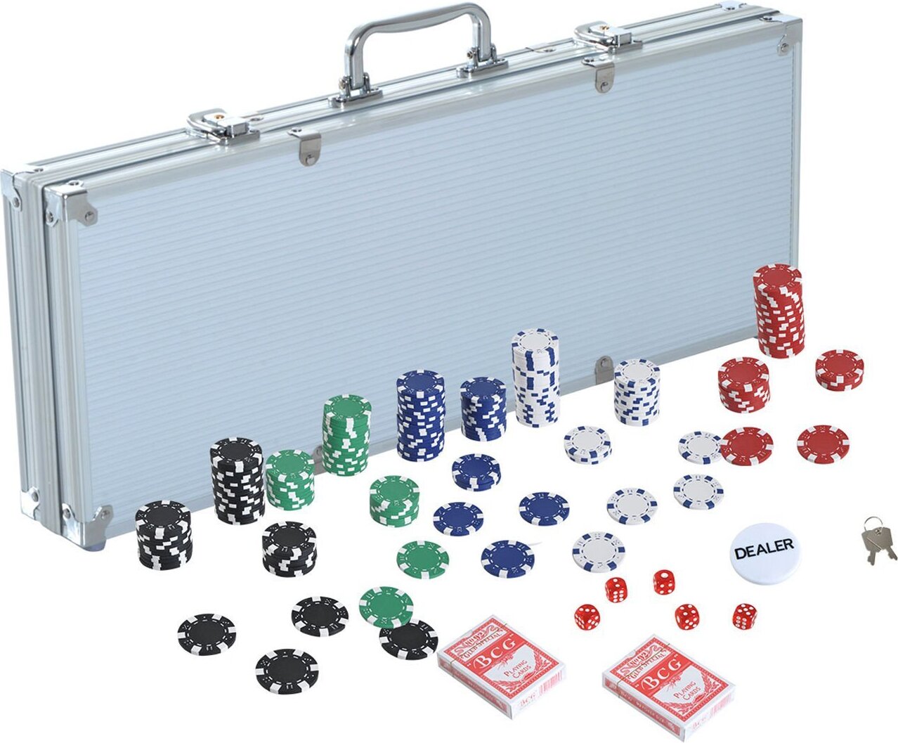 Homcom HOMCOM Pokerkoffer Alu-Pokerset mit 500 Pokerchips A70-014