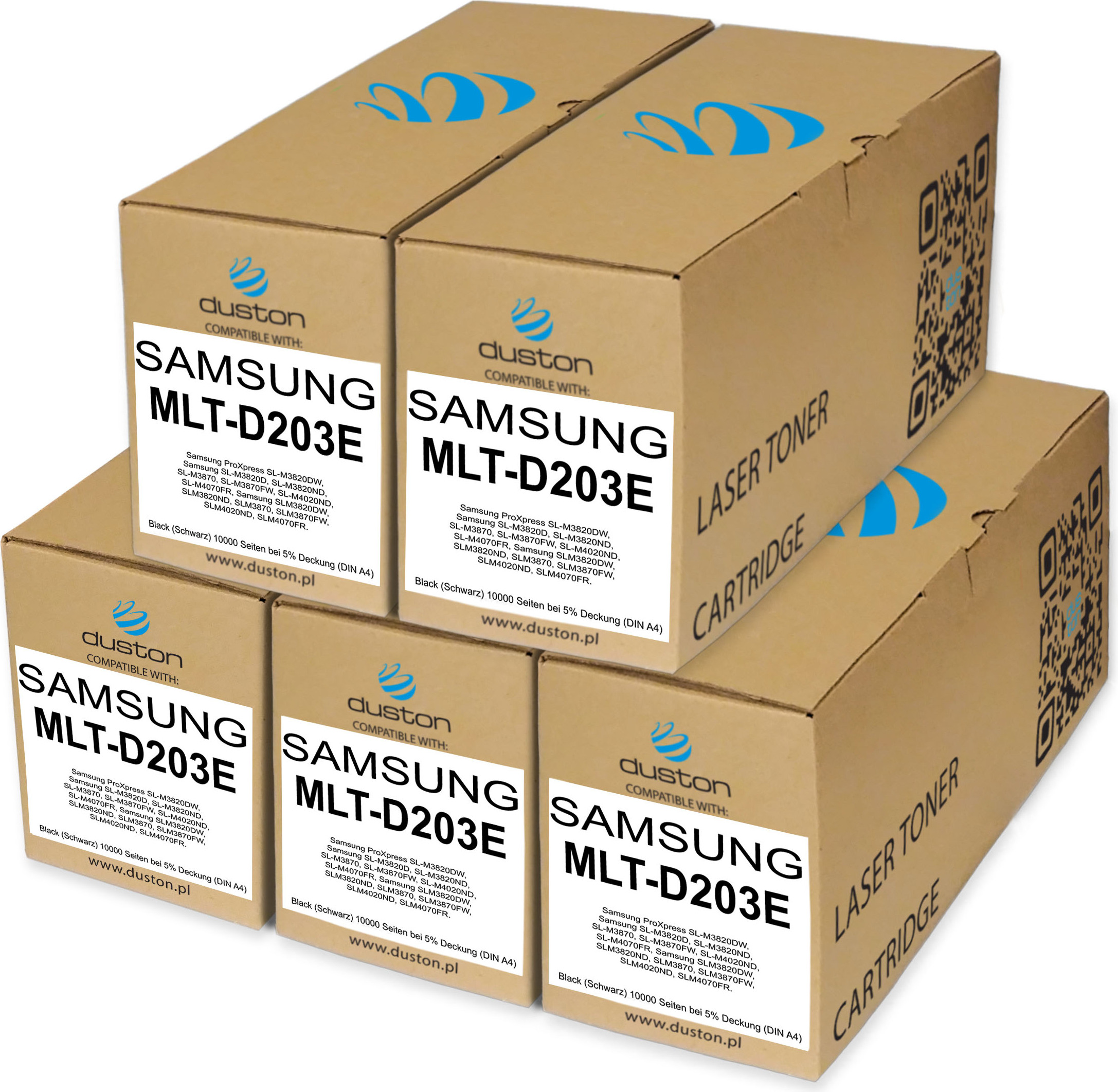 5x MLTD203E, MLT-D203E Tonerová kazeta do tlačiarne čiernej farby kompatibilná so SAMSUNG SL-M3820 4020 M3870 4070