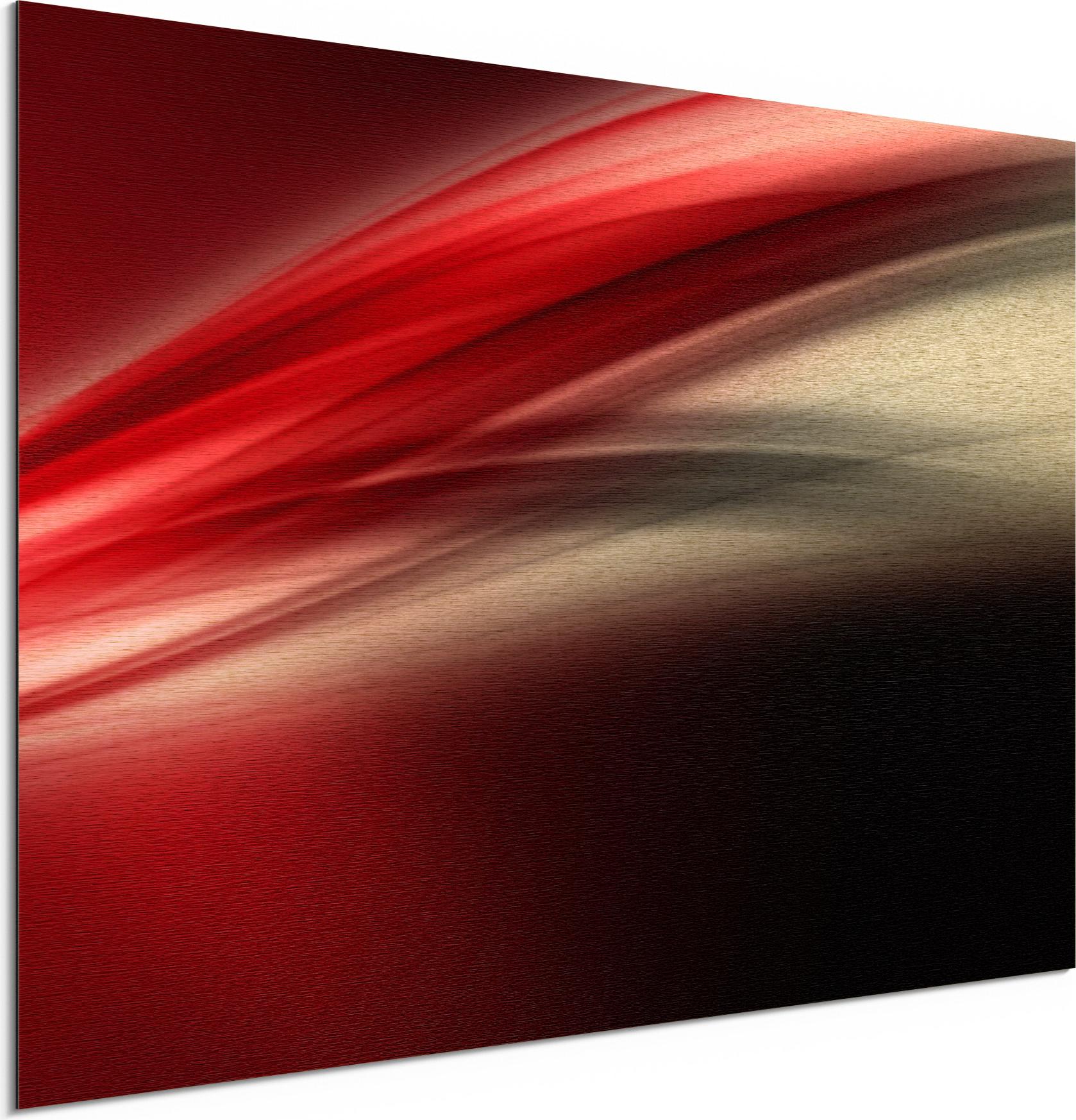 DEQORI Alu-Dibond Bild Gold 60x40 cm 'Energiegeladener Schweif' Wandbild Metall dünn AD-60-40-G-1425-UV