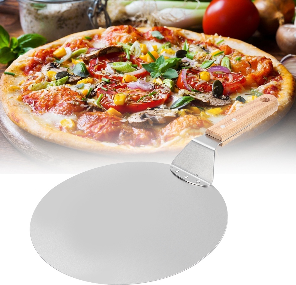 Cocosity Pizzaschaufel,Pizzaschaufel aus Edelstahl,Pizzaspachtel,Runde Pizzaschaufel,Teigschaufel
