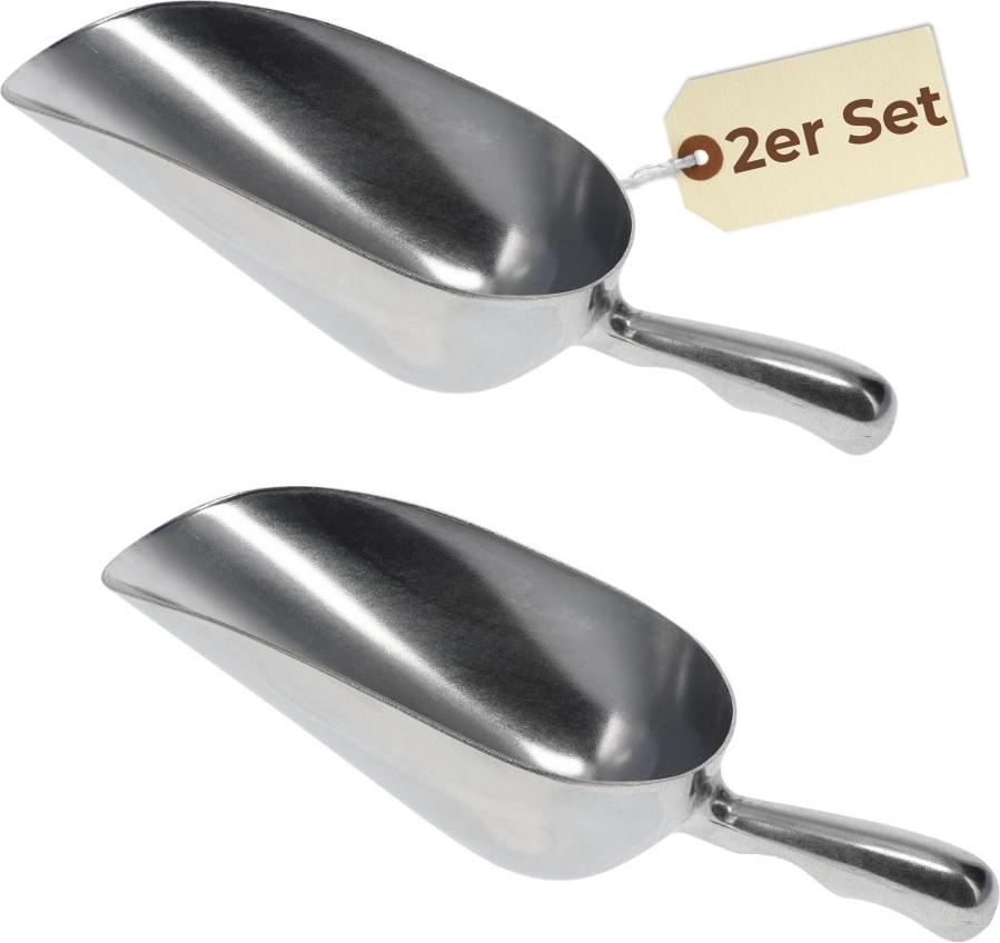 GarPet 2er Set Futterschaufel Aluminium 750 ml Mehlschaufel Eisschaufel Abwiegeschaufel Sackschaufel Getreideschaufel Schaufel Metall