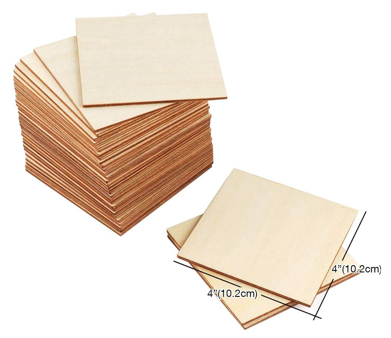 Merkloos Set aus 50 Holzquadraten für DIY-Projekte, 10 cm