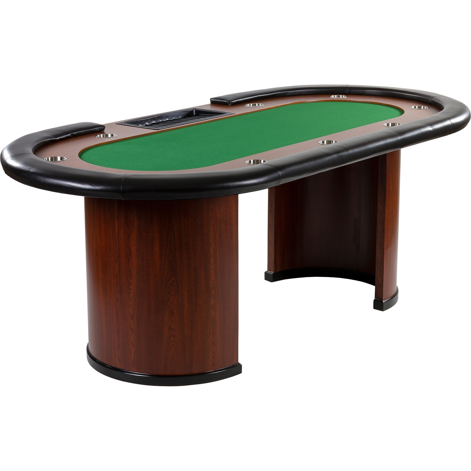 Pokertisch 10 Spieler Poker Tisch Pokertable Chiptray Getränkehalter Grün/Blau 