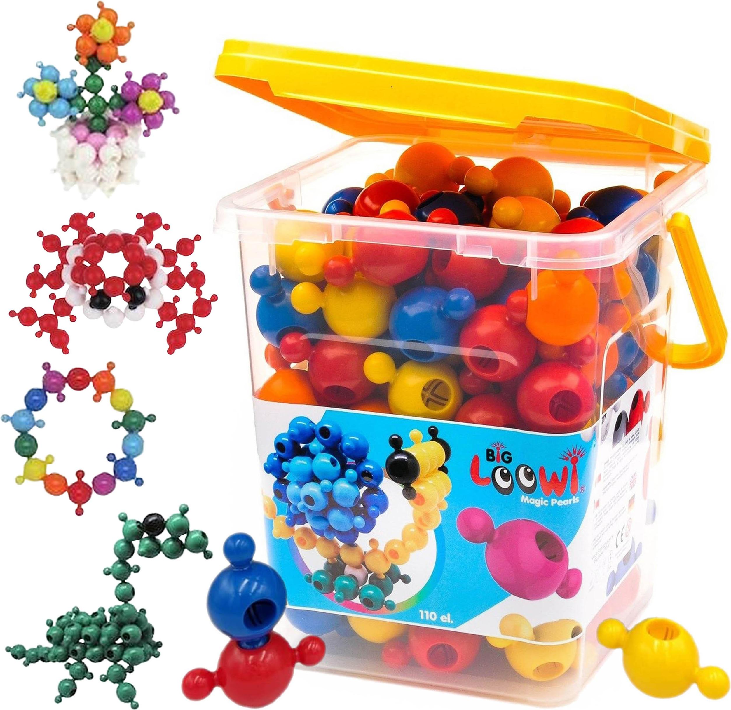 sarcia.eu Grosses BAUSTEIN-SET FÜR KINDER im Eimer mit 110 TEILEN LOOWI 3+