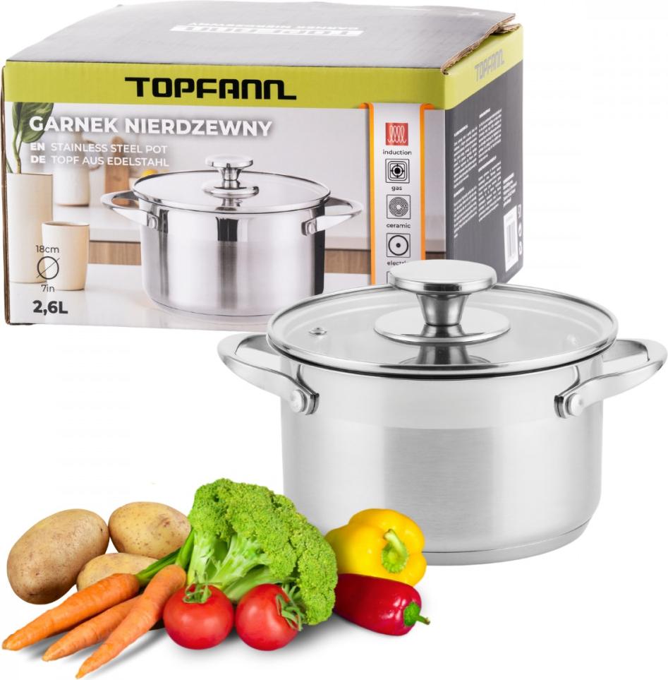 TOPFANN Edelstahltopf mit Deckel Gas-Induktion TOPFANN 2.6l