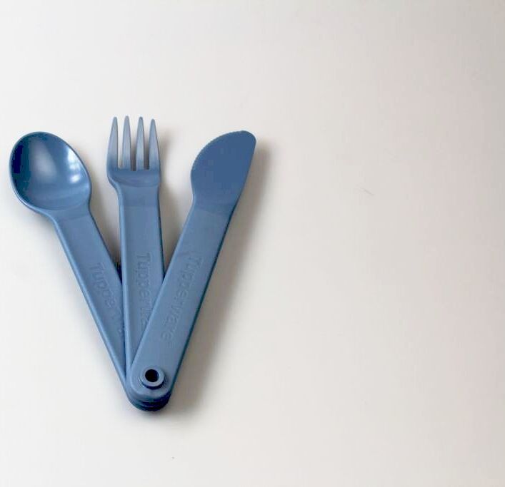 TUPPERWARE To Go Picknick Besteck SET blau Messer + Gabel + Löffel