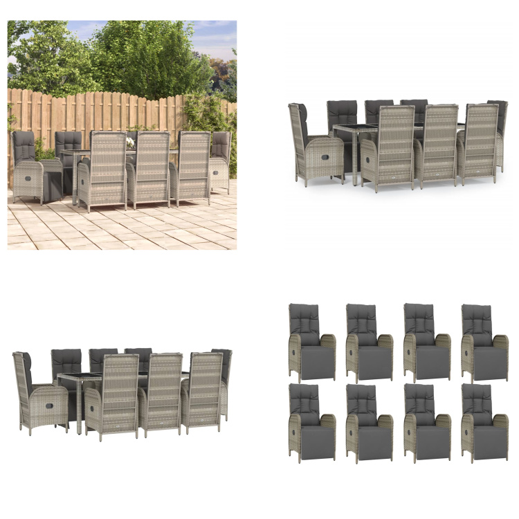 vidaXL 9-dielny záhradný jedálenský set s vankúšmi sivý polyratan - Záhradný jedálenský set - Záhradné jedálenské sety - Jedálenský set - Jedálenský set terasa
