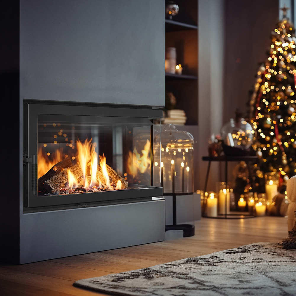 Oceľový krb Zibi 12 pravostranné 11 kW Ø 180 so zatváraním dverí