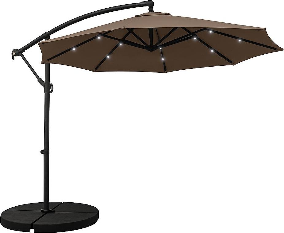 Garten Sonnenschirm Houseland Mavex mit LED Beleuchtung 300 cm dunkelbraun