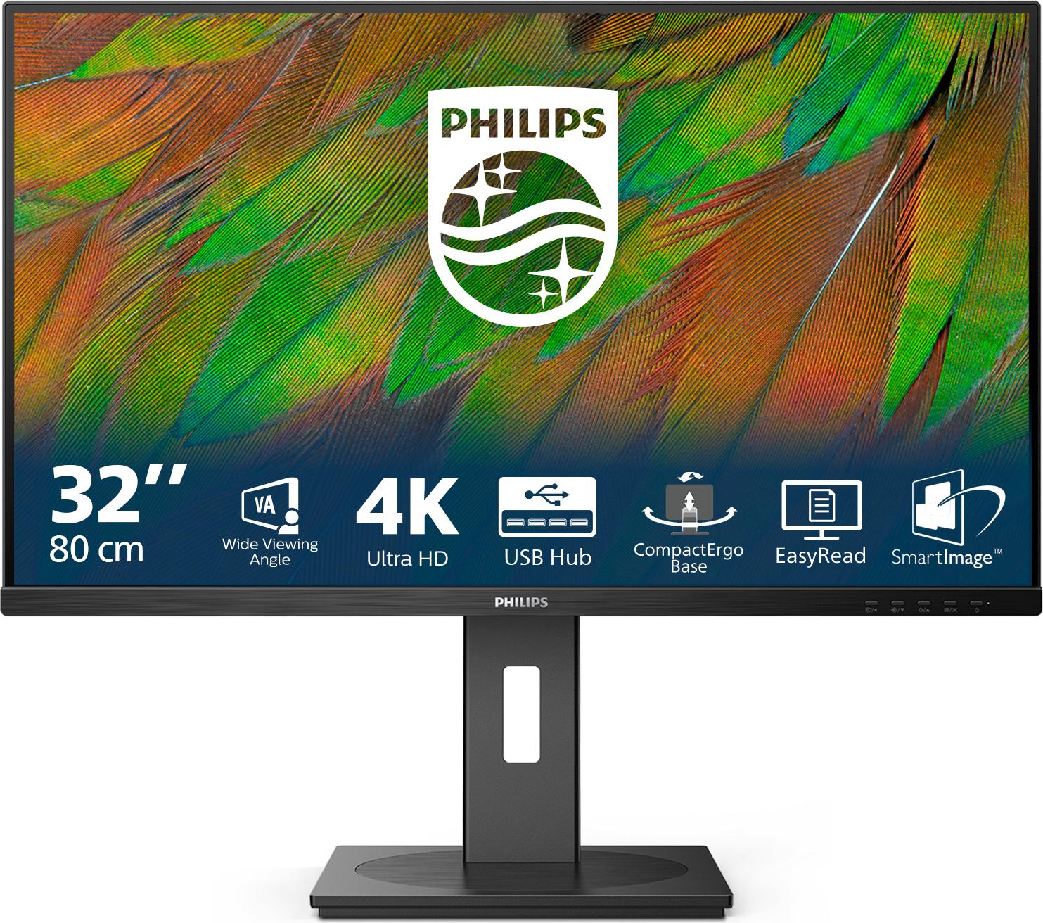 Philips 3000 series 32B1N3800/00, 80 cm (31.5"), 3840 x 2160 px, 4K Ultra HD, LCD, 4 ms, Čierna