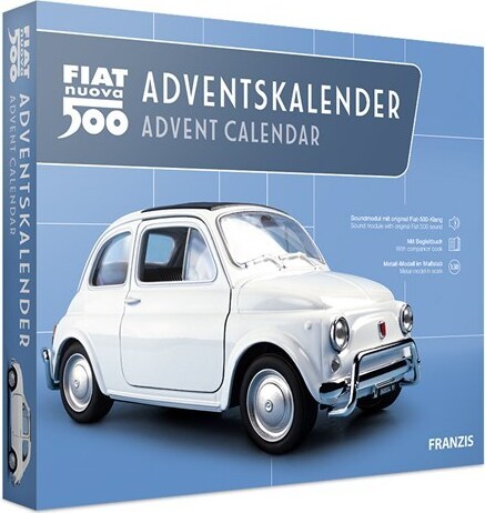 Adventný kalendár Fiat 500 vrátane zvukového modulu a 52-stranovej sprievodnej knihy