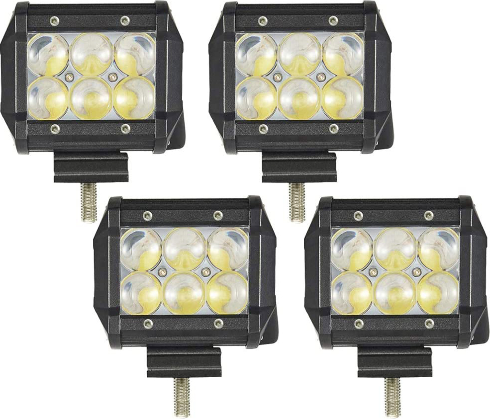Greenmigo 4pcs 18W 4D 90-Grad LED Scheinwerfer Arbeitsscheinwerfer Offroad Zusatzscheinwerfer Bar Car LED Work Light Auto Arbeitsleuchte Offroad Zusatzscheinwerfer 12V 24V IP67 Schwarz Bar4D-18Wx4