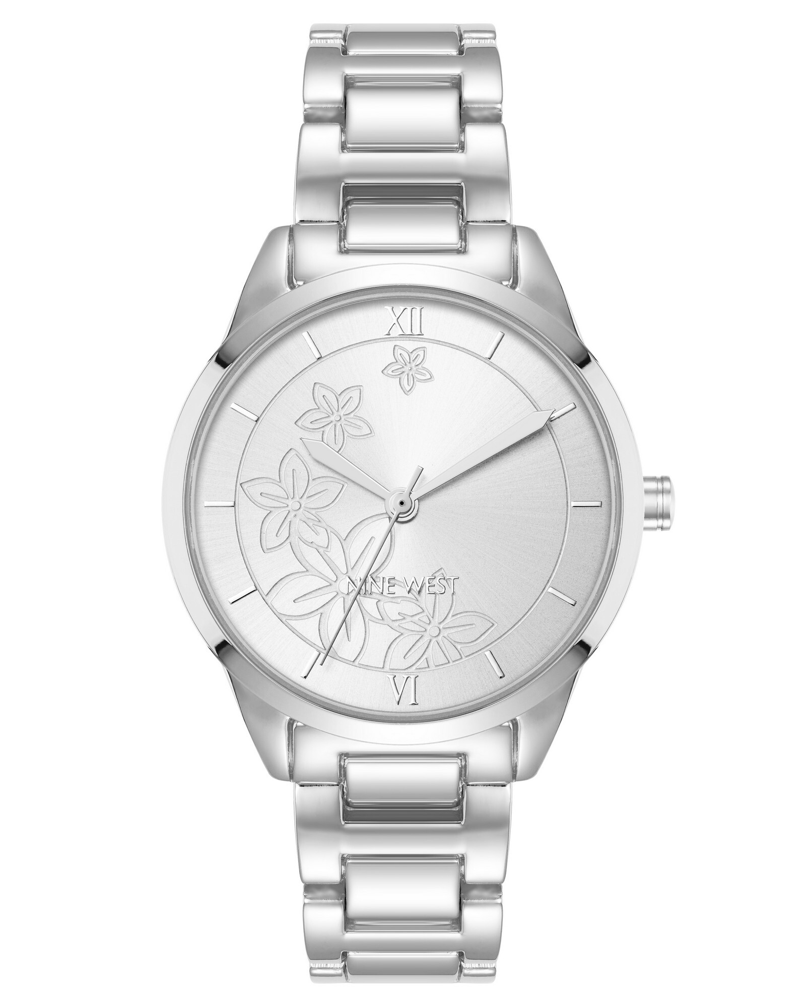 Dámske okrúhle strieborné hodinky Nine West NW/3017SVSV