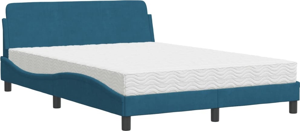 Bett mit Matratze "Dover" Blau 140x200 cm Samt