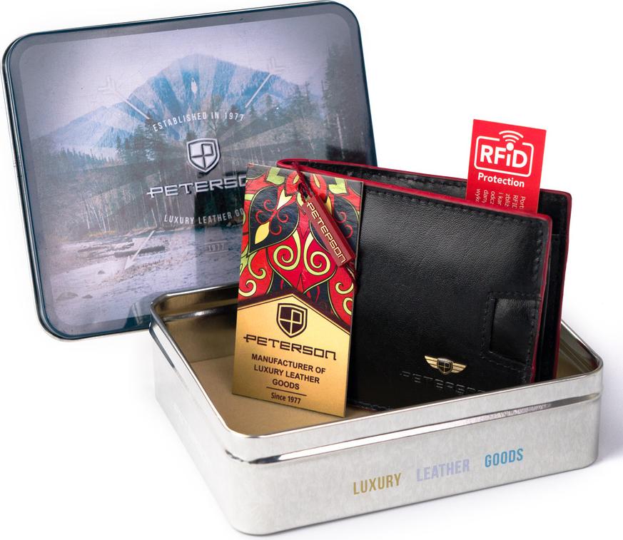 Peterson Herren Geldbörse mit roten Akzenten