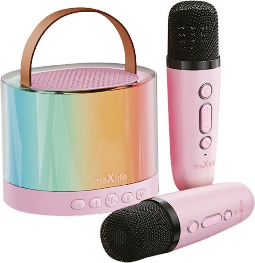 MaXlife Bluetooth Karaoke-Lautospreaker v ružovej farbe 1500 mAh