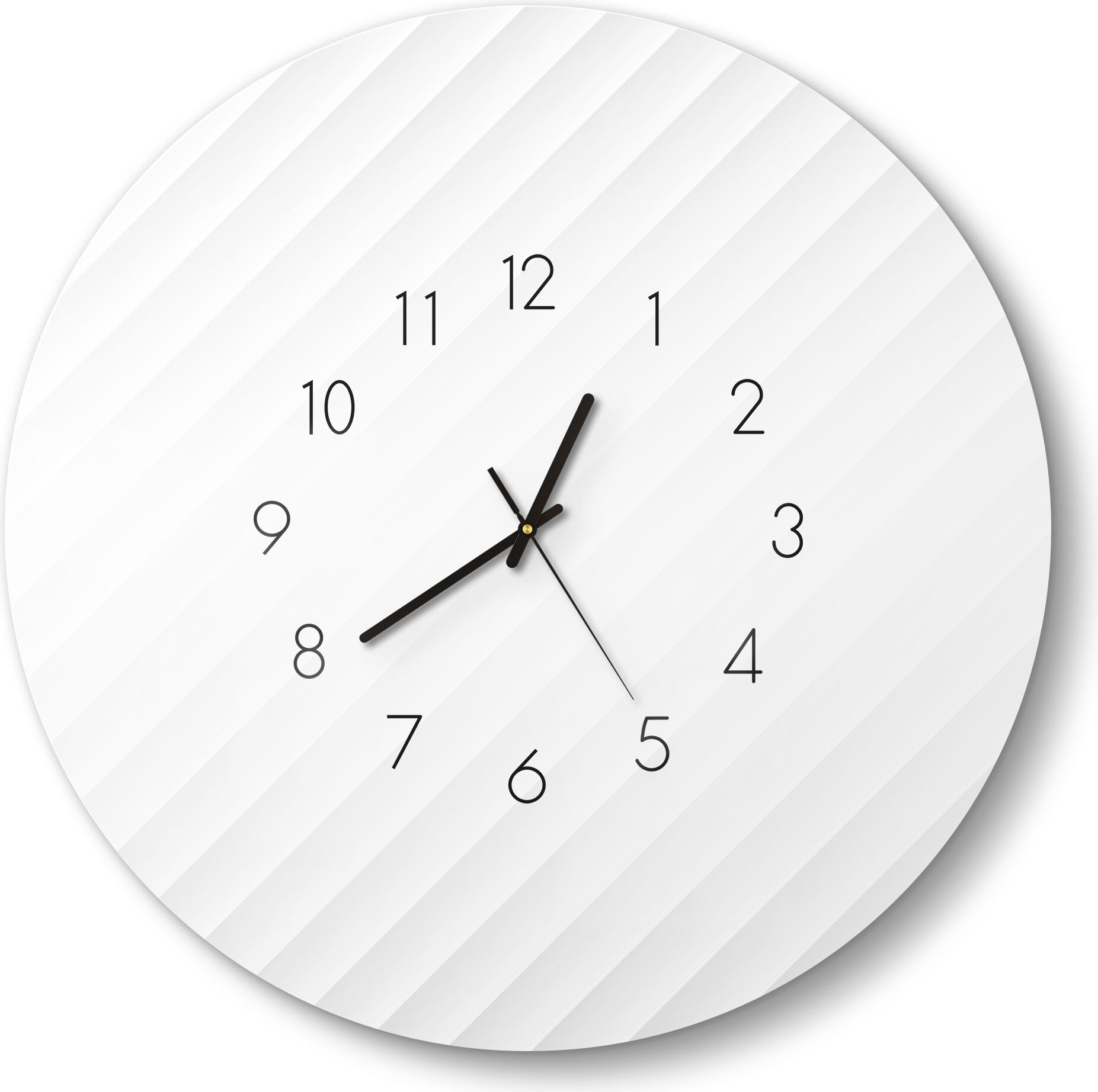 DEQORI Glasuhr Ø50 cm Zahlen 'Diagonale Erhebungen' Wanduhr Glas Uhr Design leise WC-D50-N-1669