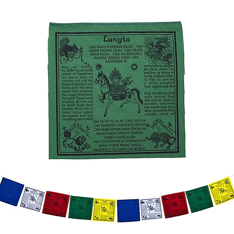 Bahadra Tibetische Gebetsfahnen Lungta – 20 x 20 x 210 cm, 2er-Set