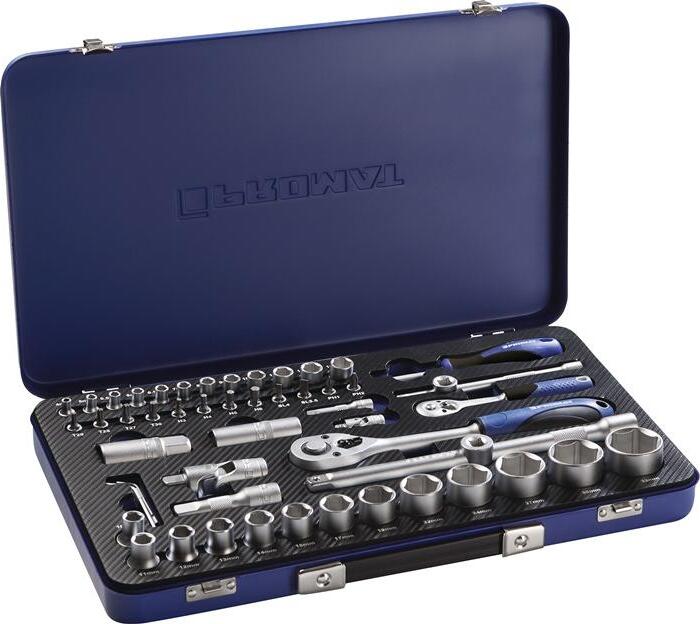 PROMAT Steckschlssel-Satz 55-teilig 1/4 + 1/2 Schlsselweiten 4-32 mm Anzahl Zhne 20/36 6-Kant TOOL SET 55-1 4000821190