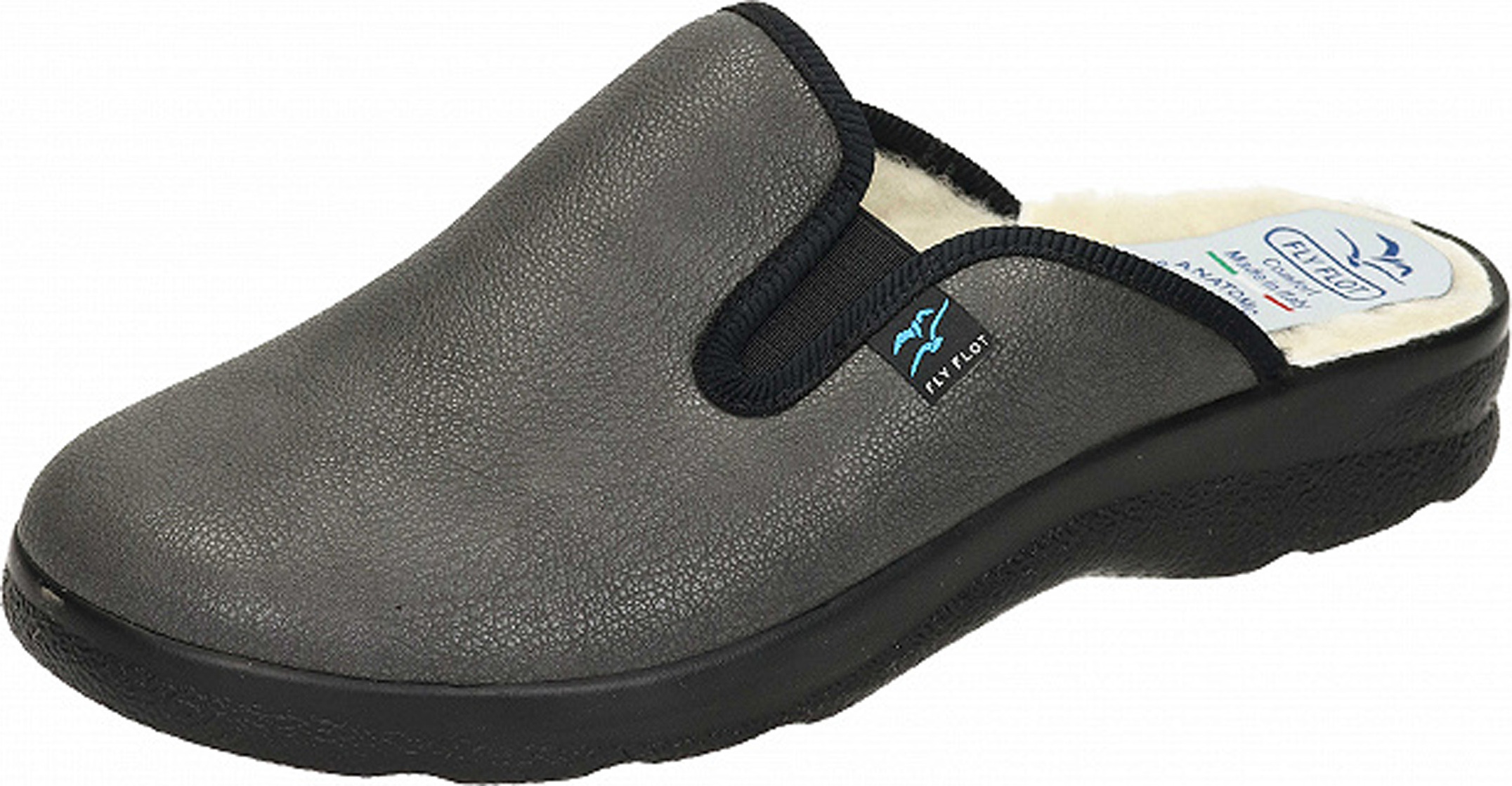 Fly Flot Herren Hausschuh Pantoffel Stretcheinsätze 220037, Größe:44 EU, Farbe:Grau 220037_09_44