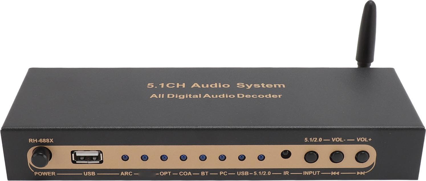 Cocosity Analoges -Decoder-System, HD-Multimedia-Schnittstelle, Digitaler -Decoder AC3 DTS 4K 192 KHz/24 Bit fr Heimkino (EU-Stecker)