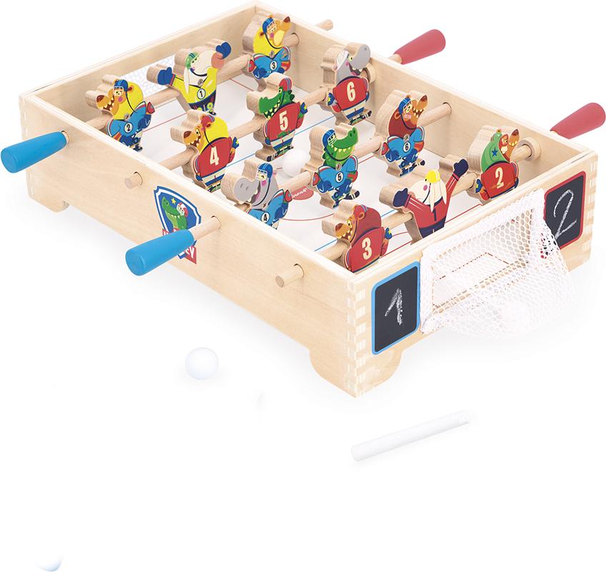 Janod Mini Tischfußball - Holz Tischkicker für Kinder - Hockey Thema 3367