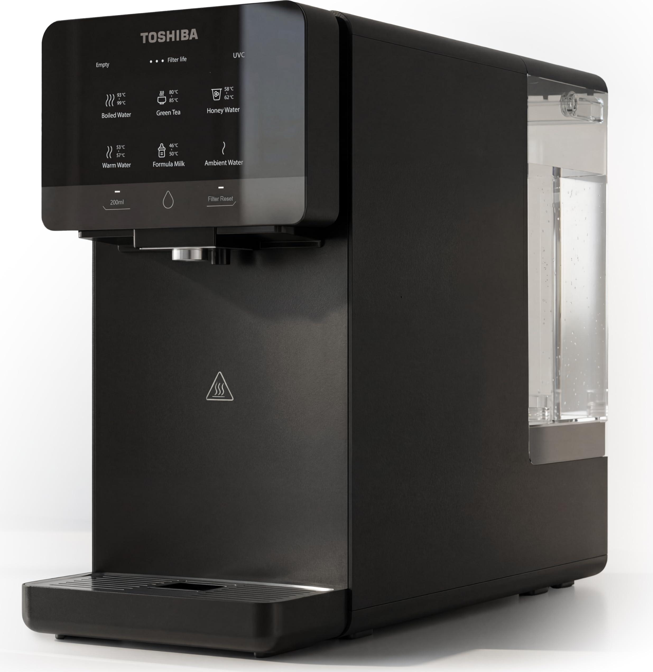 Toshiba Osmoseanlage, Wasserfilter Trinkwasser, Auftisch, Keine Installation, Heißwasserspender, Umkehrosmoseanlage, Mehrfach-Filterung & Mineralisierung, UV Licht, NSF , grau Image